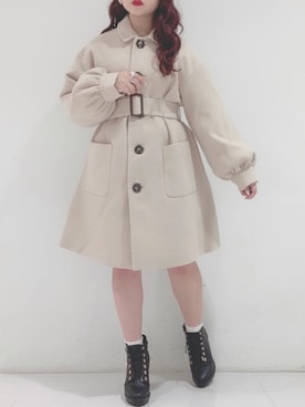 「アイテム（ステンカラーコート）」を使った、miyamaiさん（レディース・151cm・20代）の秋コーディネート