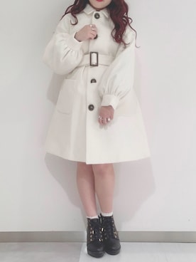 「アイテム（ステンカラーコート）」を使った、miyamaiさん（レディース・151cm・20代）の秋コーディネート