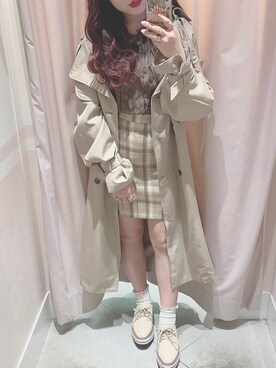 「透けトップス」｜「アイテム（ジャケット/アウター）」を使った、miyamaiさん（レディース・151cm）の冬コーディネート