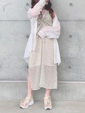 「Heather（ヘザー）のサイドスリットスケチュニックシャツ　885763（シャツ/ブラウス）」を使った、miyamaiさん（レディース・151cm）の春コーディネート