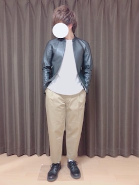 「アイテム（ライダースジャケット）」を使った、ゆーちゃんさん（メンズ・164cm・20代）の春コーディネート