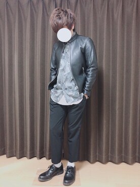 「アイテム（ライダースジャケット）」を使った、ゆーちゃんさん（メンズ・164cm・20代）の春コーディネート