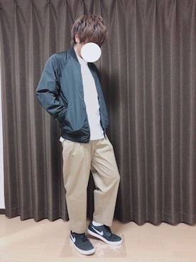 「ikka（イッカ）のアイテム（ブルゾン、ブラック系）」を使った、ゆーちゃんさん（メンズ・164cm）の春コーディネート
