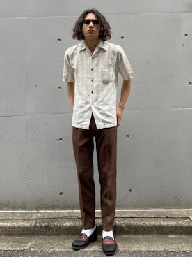 「Lee（リー）のアイテム（スラックス）」を使った、フクダさん（メンズ・175cm）の夏コーディネート