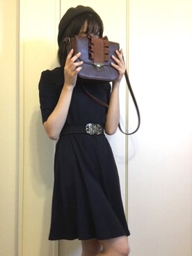 「axes femme（アクシーズファム）のアイテム（ショルダーバッグ）」を使った、mocoさん（レディース・159cm）の秋コーディネート