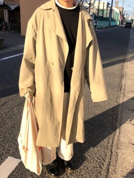 「niko and...（ニコアンド）のアイテム（トレンチコート）」を使った、Mashさん（メンズ・176cm）の春コーディネート
