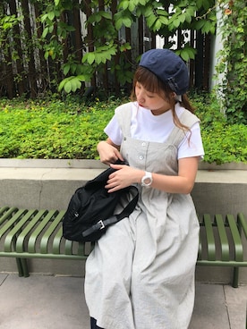 「Hello Hippieのアイテム」を使った、Sze Nokさん（レディース・159cm）の夏コーディネート