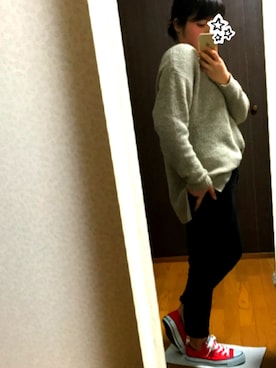 「UNIQLO（ユニクロ）のWOMEN ウルトラストレッチジーンズ（デニムパンツ）」を使った、Miさん（レディース・152cm）の冬コーディネート