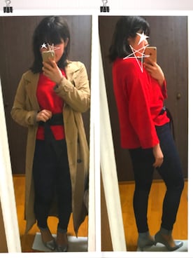 「サッシュベルト」｜「アイテム（トレンチコート）」を使った、Miさん（レディース・152cm）の春コーディネート
