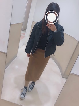 「H&M（エイチ・アンド・エム）のアイテム（ダウンジャケット/コート）」を使った、やまちさん（レディース・160cm）の冬コーディネート