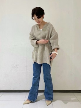 「アイテム（イヤリング（片耳用））」を使った、risaさん（レディース・152cm）の春コーディネート