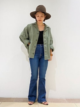 「アーミー」｜「アイテム（パンツ）」を使った、risaさん（レディース・152cm）の夏コーディネート