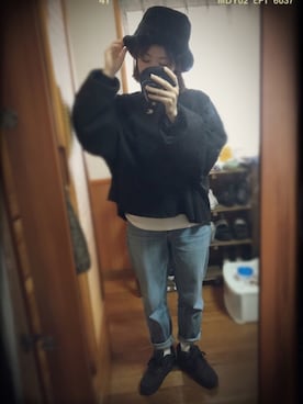 「沖縄」｜「アイテム（スウェット）」を使った、おのぶさん（レディース・155cm）の冬コーディネート