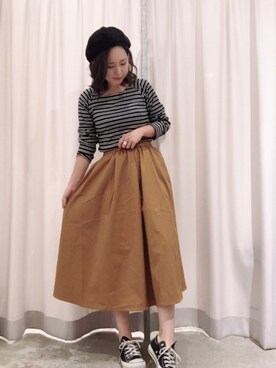 「ロンクスカート」｜「アイテム（帽子）」を使った、さ と う ☺︎さん（レディース・159cm）の夏コーディネート