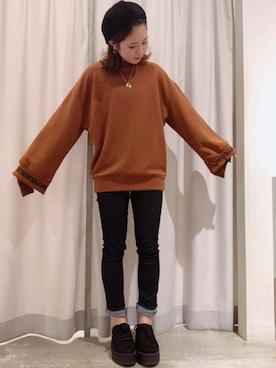 「テラコッタ」｜「アイテム（ハンチング/ベレー帽）」を使った、さ と う ☺︎さん（レディース・159cm）の秋コーディネート