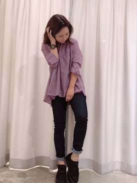 「ラベンダー」｜「アイテム（チュニック）」を使った、さ と う ☺︎さん（レディース・159cm）の秋コーディネート
