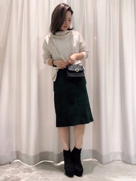 「ケーブルニット」｜「アイテム（チュニック）」を使った、さ と う ☺︎さん（レディース・159cm）の秋コーディネート