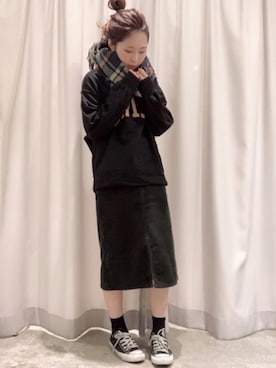「Lee（リー）のアイテム（スカート）」を使った、さ と う ☺︎さん（レディース・159cm）の秋コーディネート