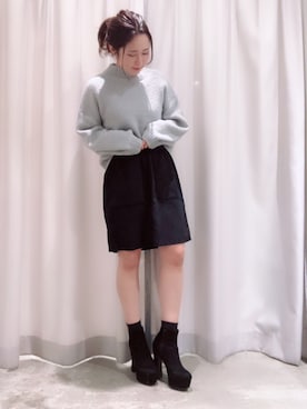 「E hyphen world gallery（イーハイフンワールドギャラリー）のモヘヤタッチハイネックプルオーバー＊（ニット/セーター）」を使った、さ と う ☺︎さん（レディース・161cm）の冬コーディネート