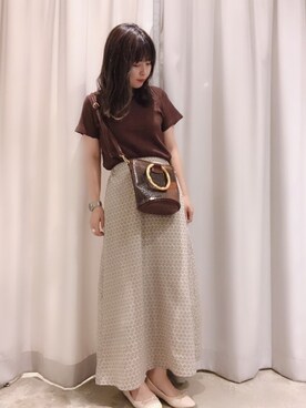 「E hyphen world gallery（イーハイフンワールドギャラリー）のアイテム（ハンドバッグ）」を使った、さ と う ☺︎さん（レディース・161cm）の春コーディネート