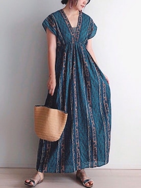 「アイテム（ピアス（両耳用）、ブラウン系）」を使った、tomoさん（レディース・156cm）の夏コーディネート