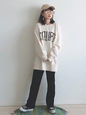 「RAY CASSIN（レイカズン）のアイテム（キャップ）」を使った、tomoさん（レディース・156cm）の秋コーディネート