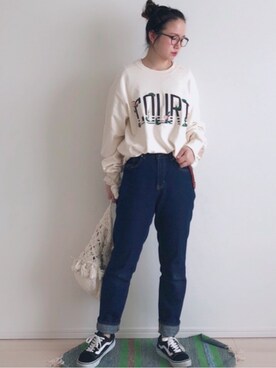 「Another Edition」｜「アイテム（スウェット）」を使った、tomoさん（レディース・156cm）の春コーディネート