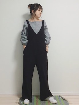 「コーディガン」｜「アイテム（オールインワン・サロペット）」を使った、tomoさん（レディース・156cm）の秋コーディネート