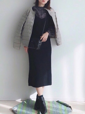 「フリルネック」｜「アイテム（ジャケット/アウター）」を使った、tomoさん（レディース・156cm）の冬コーディネート