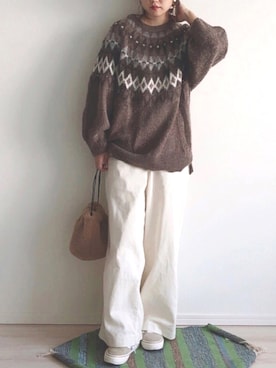 「スエードシューズ」｜「アイテム（バッグ）」を使った、tomoさん（レディース・156cm）の秋コーディネート