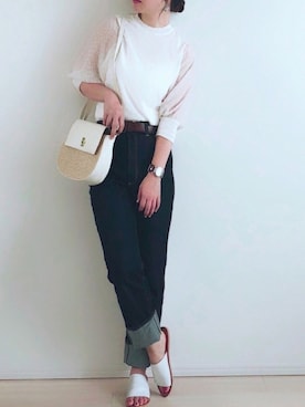 「ハイウエストストレートジーンズ」｜tomoさん（レディース・156cm）の春コーディネート