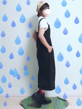 「アイテム（レインシューズ、ブルー系）」を使った、tomoさん（レディース・156cm）の夏コーディネート