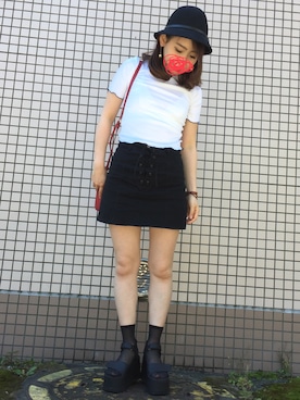 「H&M（エイチ・アンド・エム）のアイテム（ハット）」を使った、ponさん（レディース・150cm）の夏コーディネート