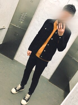 「RICK OWENS」｜「アイテム（ミリタリージャケット）」を使った、NaOKIさん（メンズ・174cm）の冬コーディネート