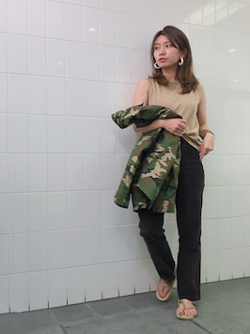 「MONKEY TIME（モンキータイム）のアイテム（ミリタリージャケット）」を使った、yanさん（レディース・150cm）の夏コーディネート