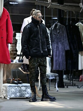 「pants」｜「アイテム（ライダースジャケット）」を使った、BytheR_JPさん（メンズ・178cm）の冬コーディネート