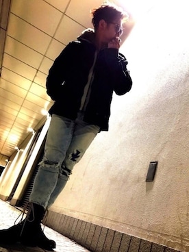 「ラビットファー」｜「アイテム（その他）」を使った、hiroさん（メンズ・174cm）の冬コーディネート
