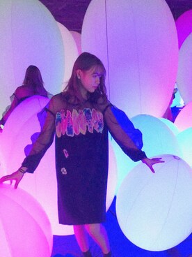 「TSUMORI CHISATO（ツモリチサト）のアイテム（ワンピース/ドレス、ブラック系）」を使った、めーくんまま。さん（レディース）の冬コーディネート