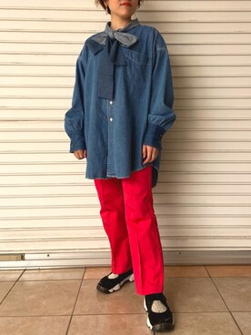 「Hのアイテム（トップス）」を使った、しまだ　りほさん（レディース・155cm）の春コーディネート