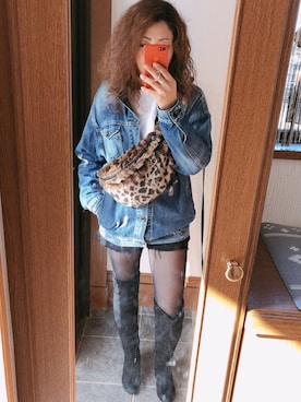 「Rodeo Crowns（ロデオクラウンズ）のアイテム（デニムジャケット）」を使った、riiiie⭐️さん（レディース・163cm）の冬コーディネート