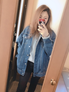 「GRL（グレイル）のアイテム（デニムジャケット）」を使った、riiiie⭐️さん（レディース・163cm）の冬コーディネート