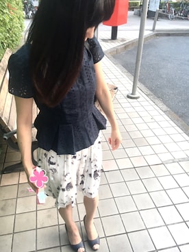 「L'EST ROSE（レストローズ）のアイテム（トップス）」を使った、えいとまさん（レディース・156cm）の夏コーディネート