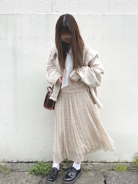 「消えそうな色コーデ」｜「アイテム（その他アウター）」を使った、mero *さん（レディース・155cm）の春コーディネート