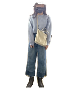 「blue」｜「アイテム（スウェット）」を使った、ちゃちゃむちさん（レディース・162cm）の春コーディネート