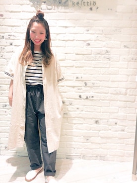 「マリン」｜「アイテム（スリッポン）」を使った、こうのりなさん（レディース・154cm）の春コーディネート