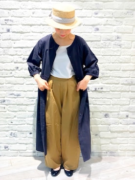 「Samansa Mos2（サマンサ モスモス）のドビーギャザー前後着ワンピース（ワンピース）」を使った、こうのりなさん（レディース・154cm）の春コーディネート