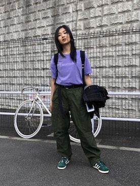 「Guess（ゲス）のアイテム（デニムジャケット）」を使った、Lavenderさん（レディース・165cm）の秋コーディネート