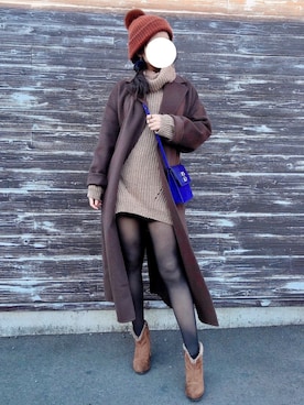 「モカ」｜「アイテム（その他アウター）」を使った、🄲🄷🄸🄺🄰🅃🄰🄺🅄さん（レディース・154cm）の冬コーディネート
