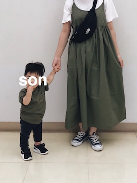 「息子コーデ」｜「アイテム（ワンピース/ドレス）」を使った、Minさん（レディース・153cm）の夏コーディネート