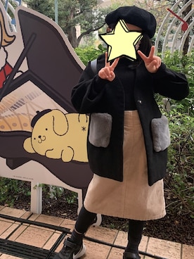 「CIAOPANIC TYPY（チャオパニックティピー）のアイテム（ハンチング/ベレー帽）」を使った、こばゆーさん（キッズ・110cm）の冬コーディネート